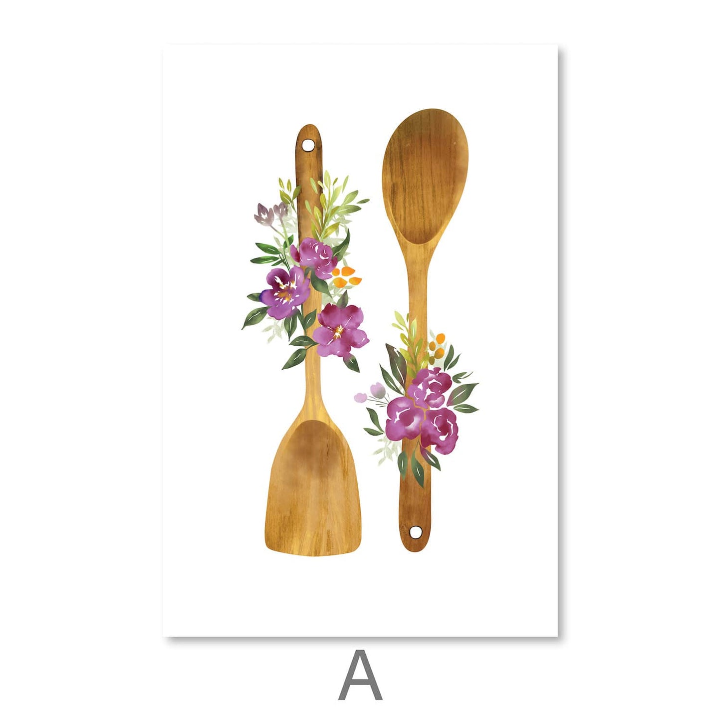 Charming Floral Kitchen Utensils Oil Painting for Spring Decor