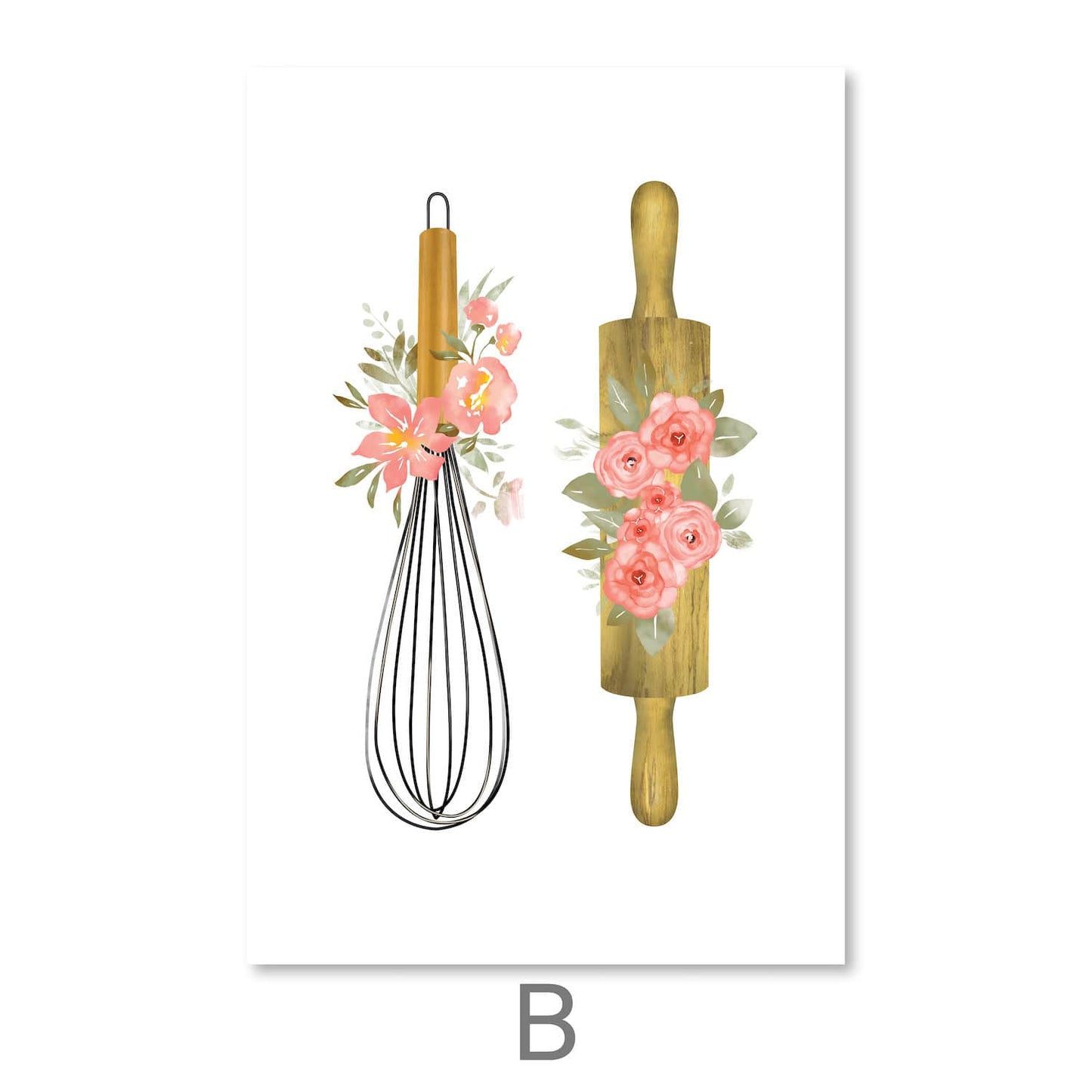 Charming Floral Kitchen Utensils Oil Painting for Spring Decor