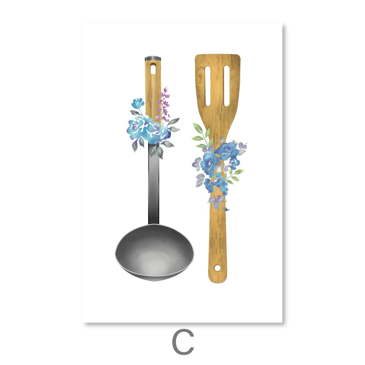 Charming Floral Kitchen Utensils Oil Painting for Spring Decor