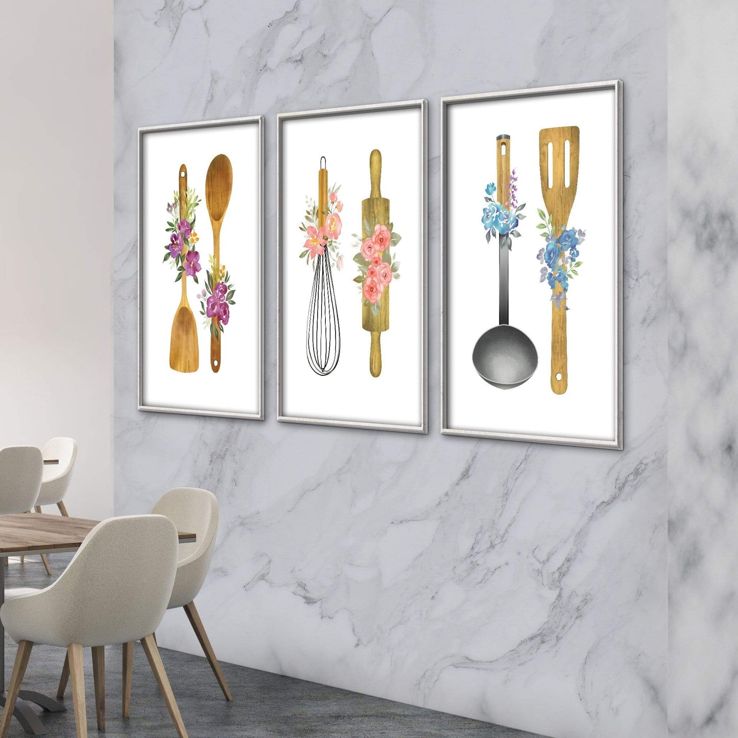 Charming Floral Kitchen Utensils Oil Painting for Spring Decor