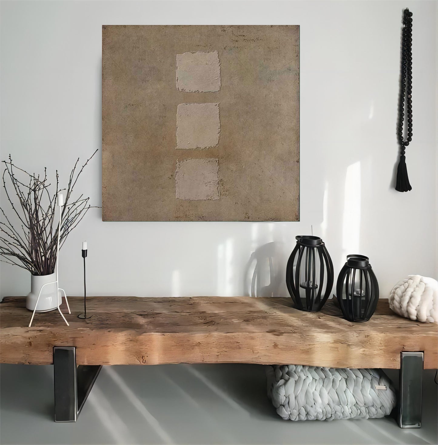 Minimalist Wabi-Sabi Oil Painting for Serene Home Decor and Unique Wall Art