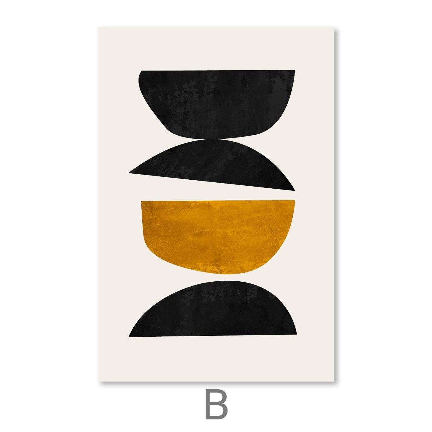 Abstract Black and Gold Shapes Oil Painting for Modern Home Decor