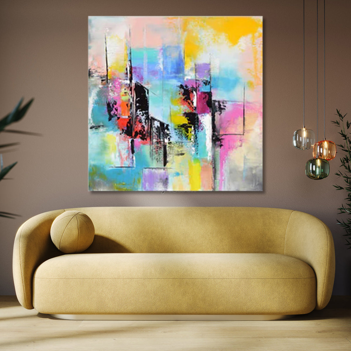 Colorful Abstract Oil Painting for Modern Home Decor