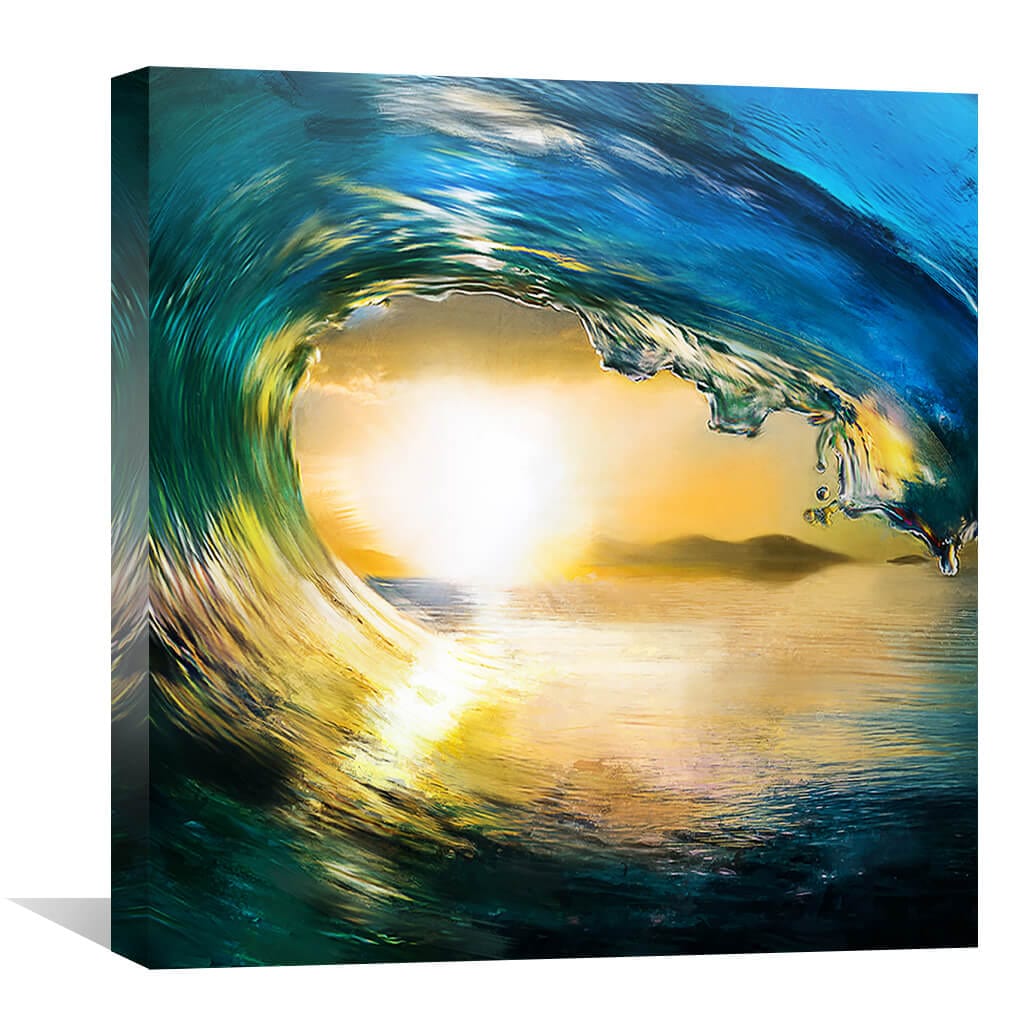 Vibrant Ocean Wave at Sunset - Stunning Oil Painting for Coastal Decor