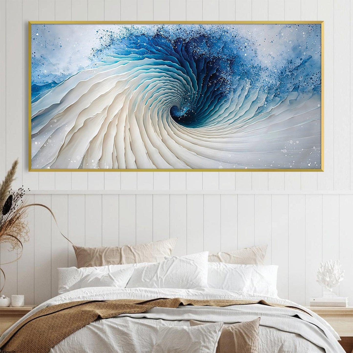 Captivating Ocean Swirl Blue Depths Oil Painting for Home Decor
