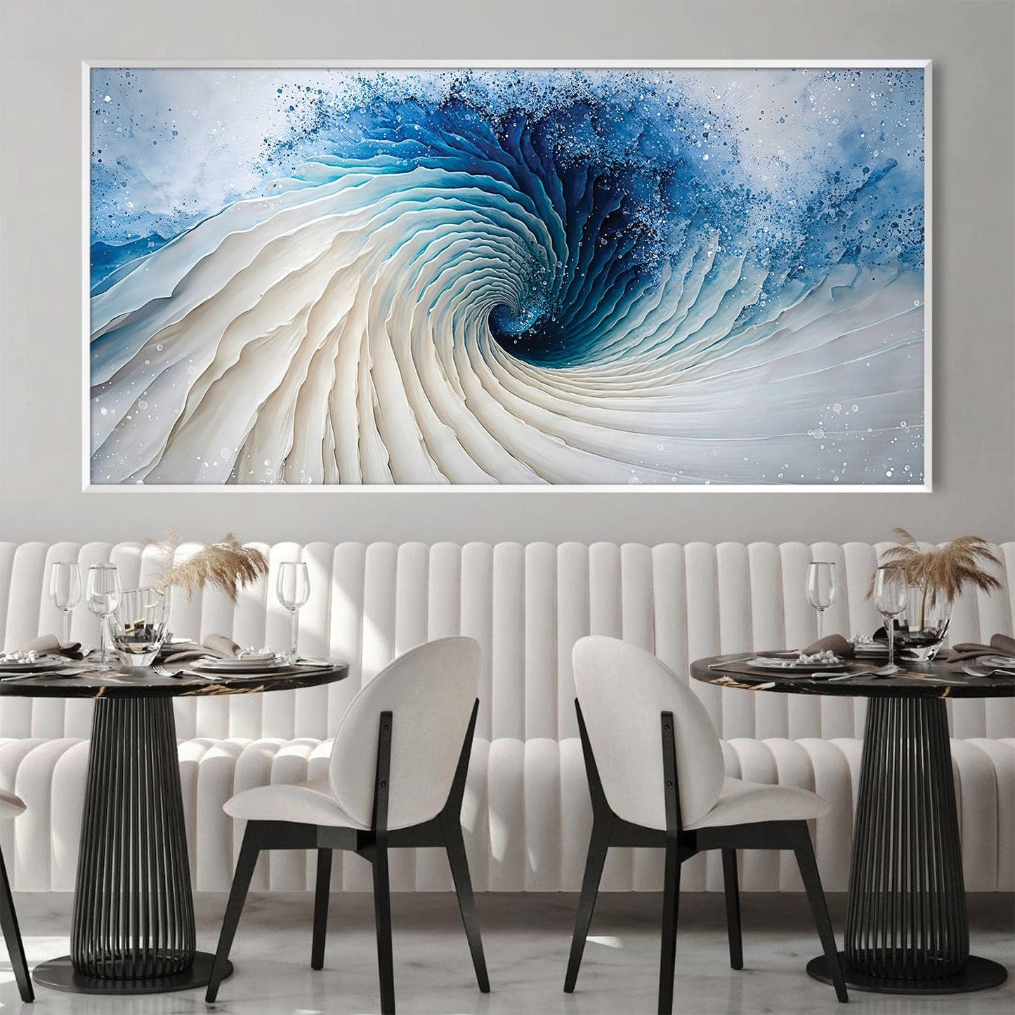 Captivating Ocean Swirl Blue Depths Oil Painting for Home Decor
