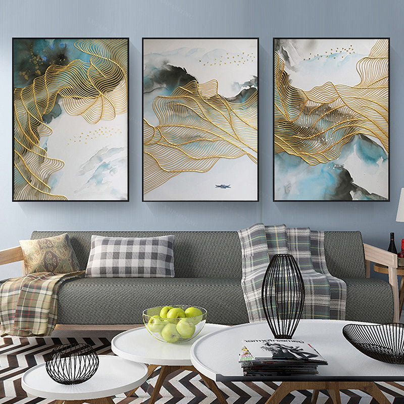 Gold Wave Accent Abstract Stone Nature Oil Painting