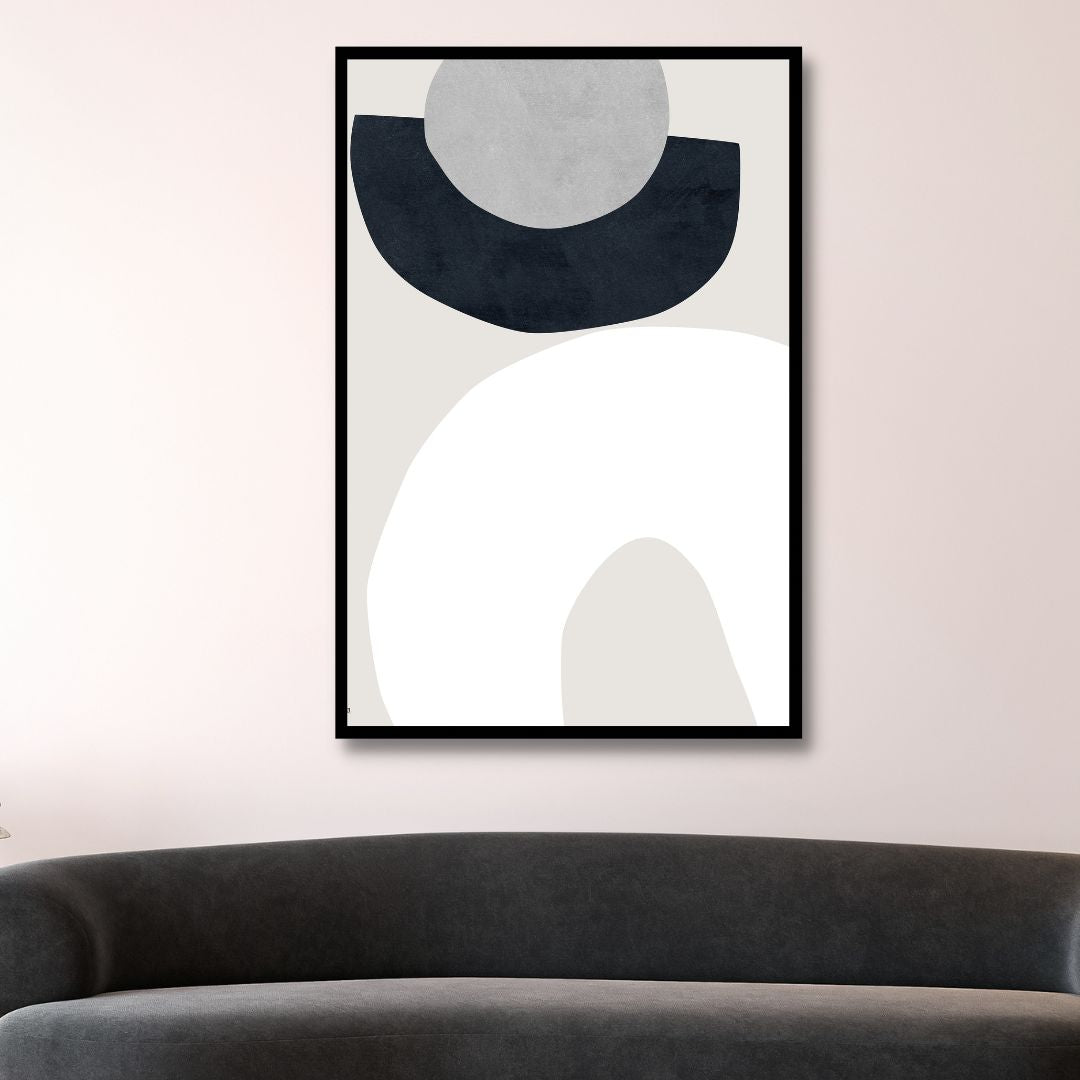 Modern Beige and Gray Geometric Abstract Oil Painting for Contemporary Decor