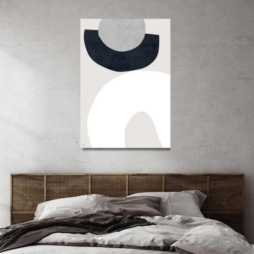 Modern Beige and Gray Geometric Abstract Oil Painting for Contemporary Decor