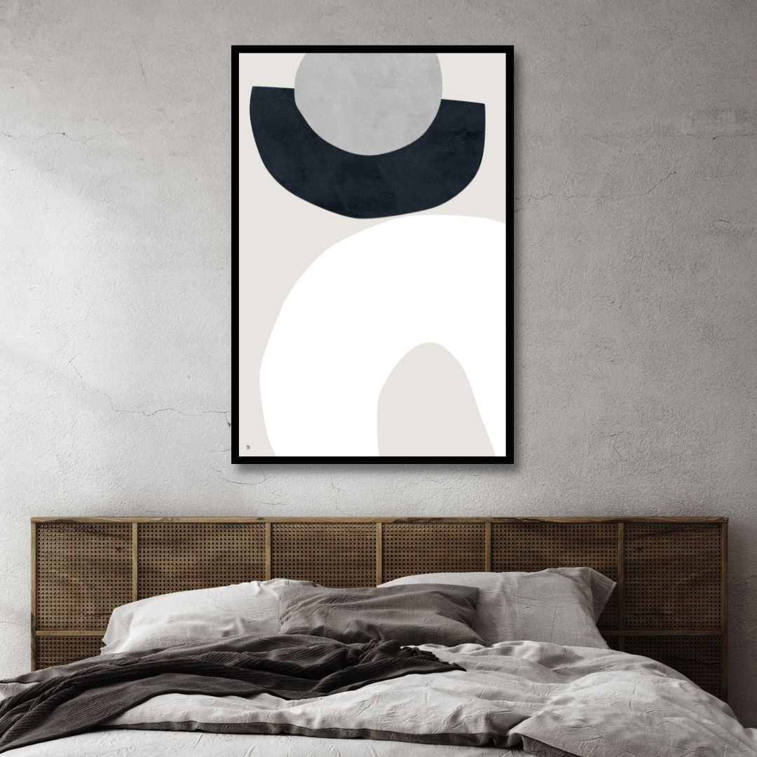 Modern Beige and Gray Geometric Abstract Oil Painting for Contemporary Decor