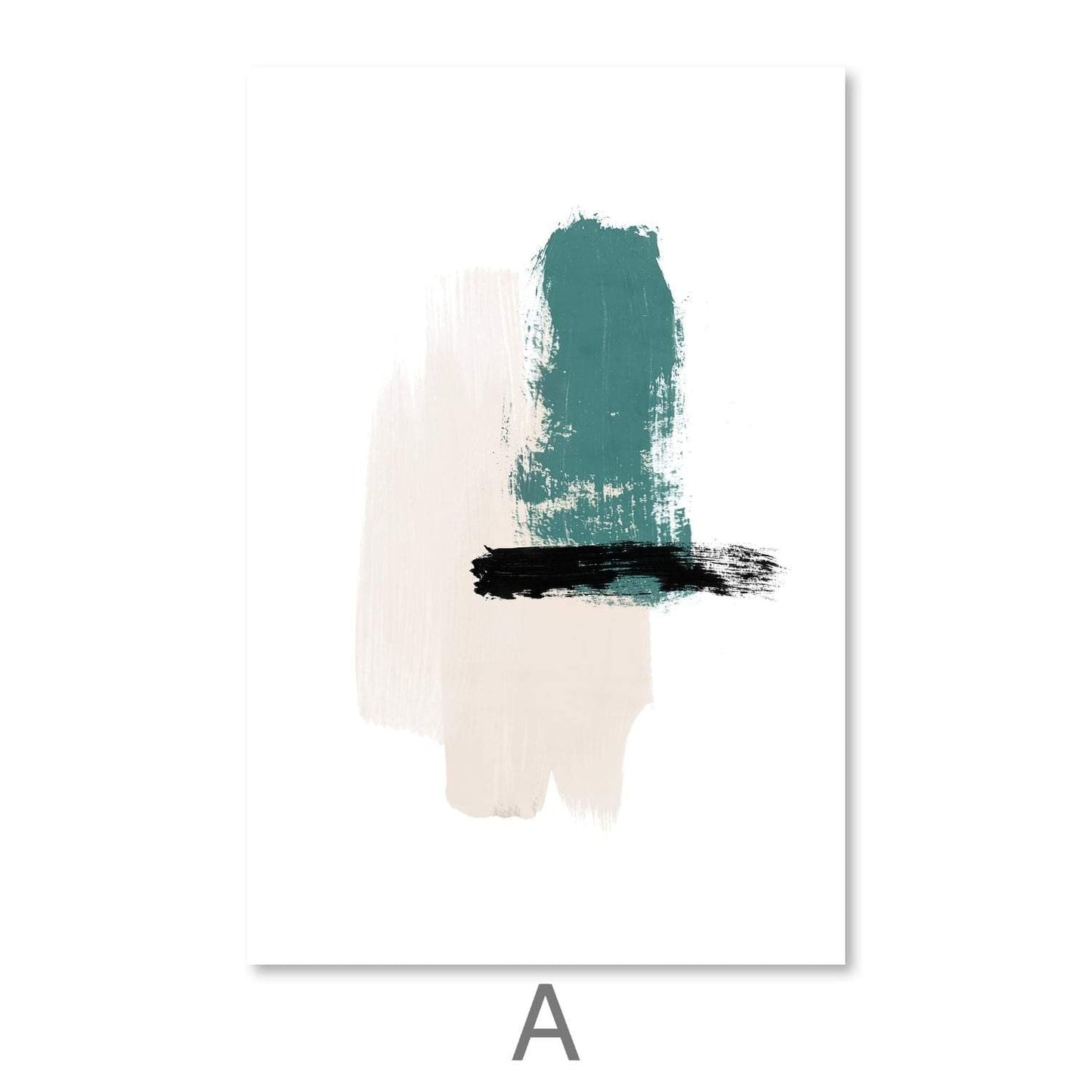 Abstract Teal and Black Oil Painting for Modern Home Decor