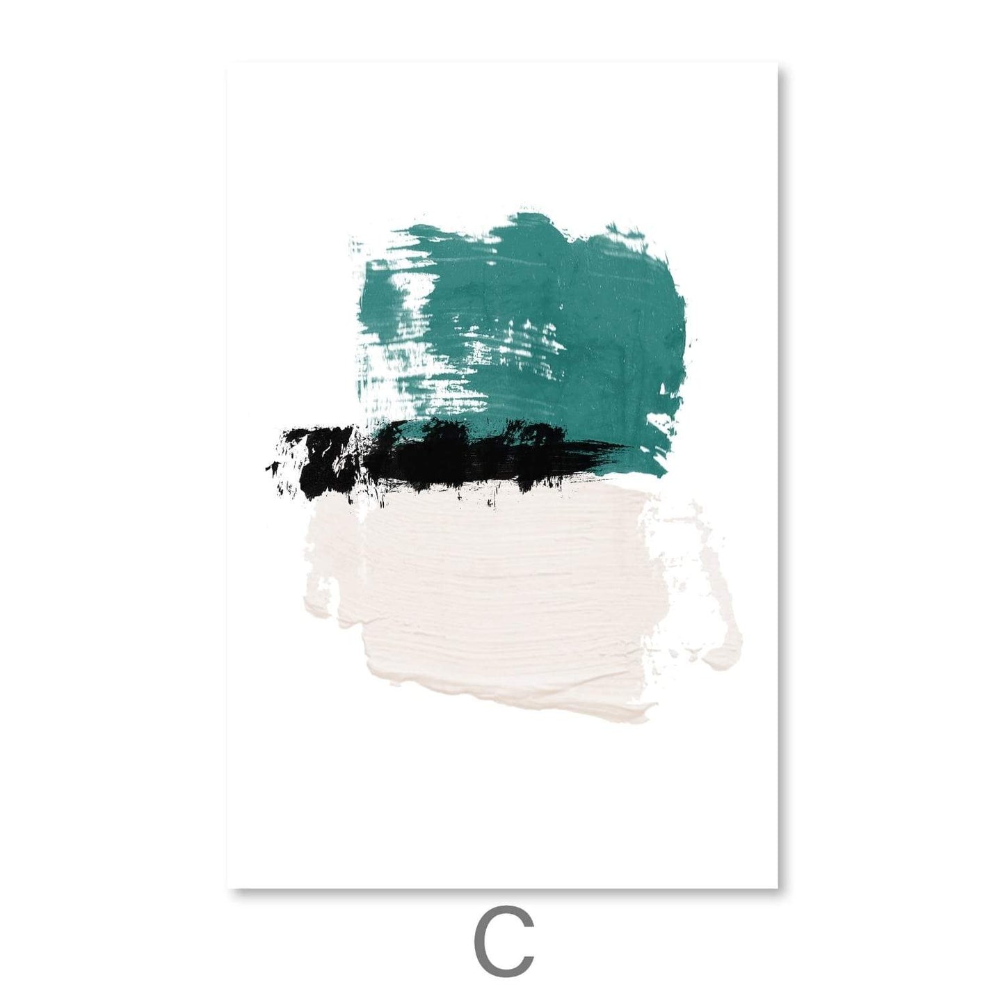 Abstract Teal and Black Oil Painting for Modern Home Decor