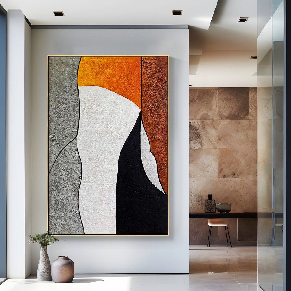 Abstract Oil Painting of Strength and Resilience in Earthy Tones
