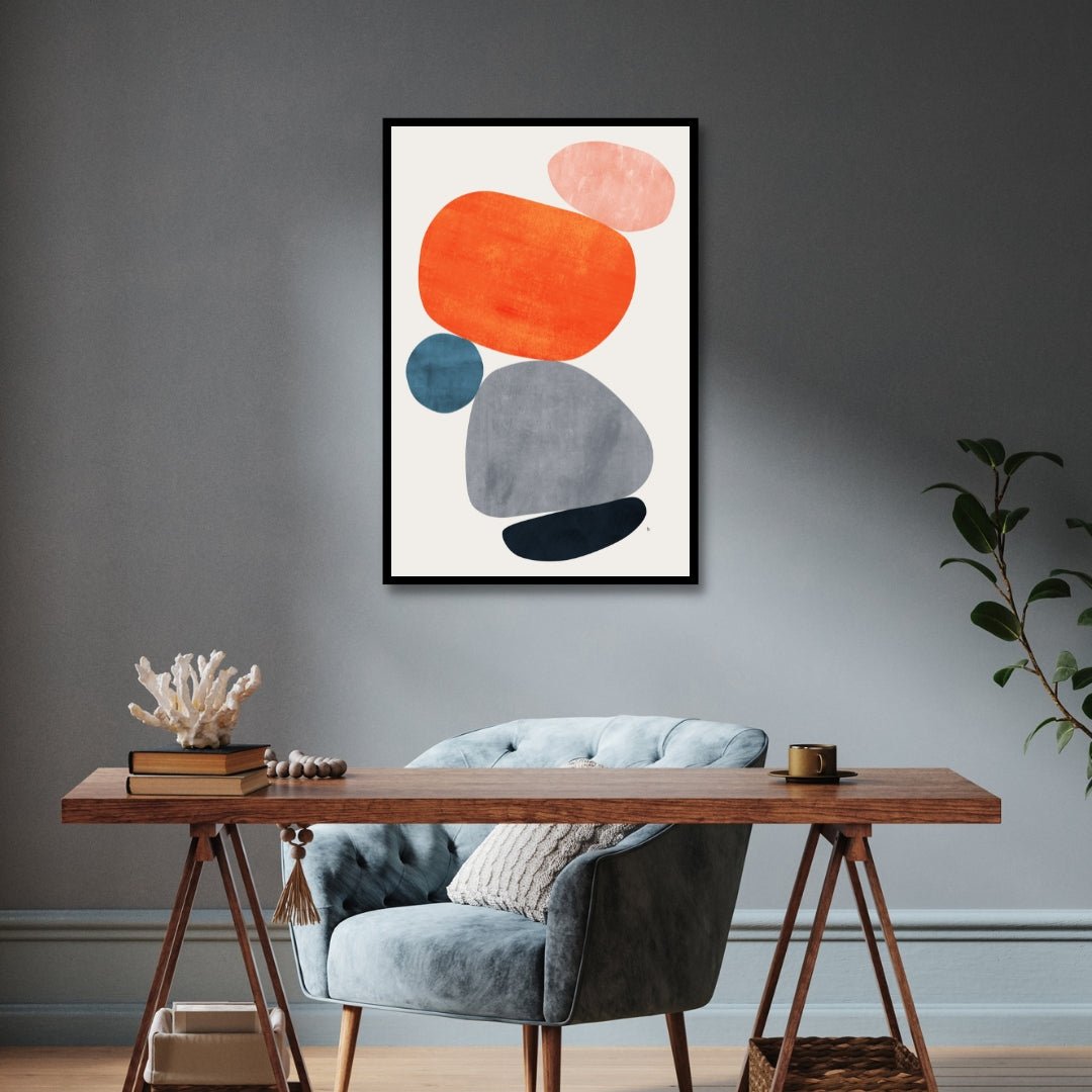 Geometric Abstract Shapes Oil Painting for Modern Home Decor