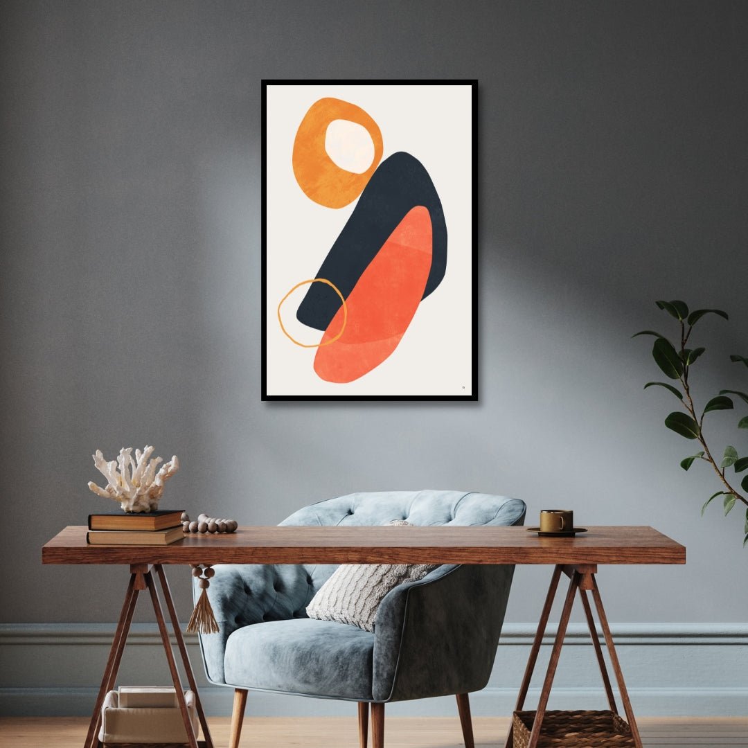 Geometric Abstract Shapes Oil Painting for Modern Home Decor