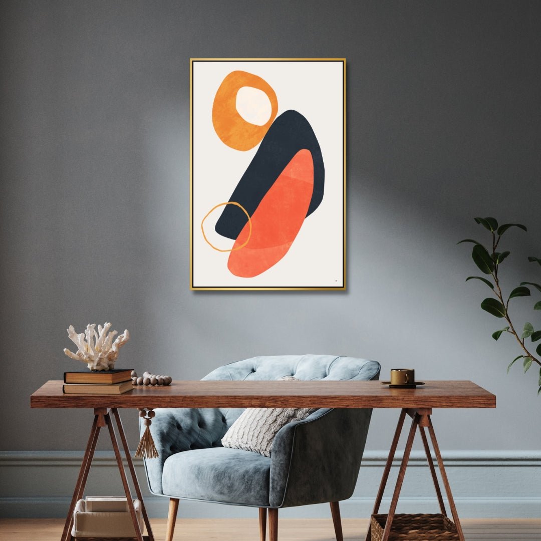 Geometric Abstract Shapes Oil Painting for Modern Home Decor