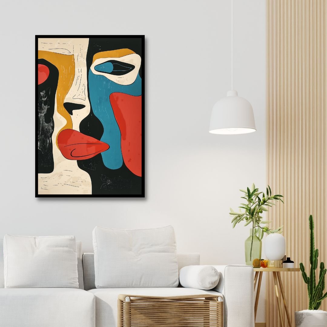 Colorful Abstract Face Art for Modern Home Decor and Gallery Wall