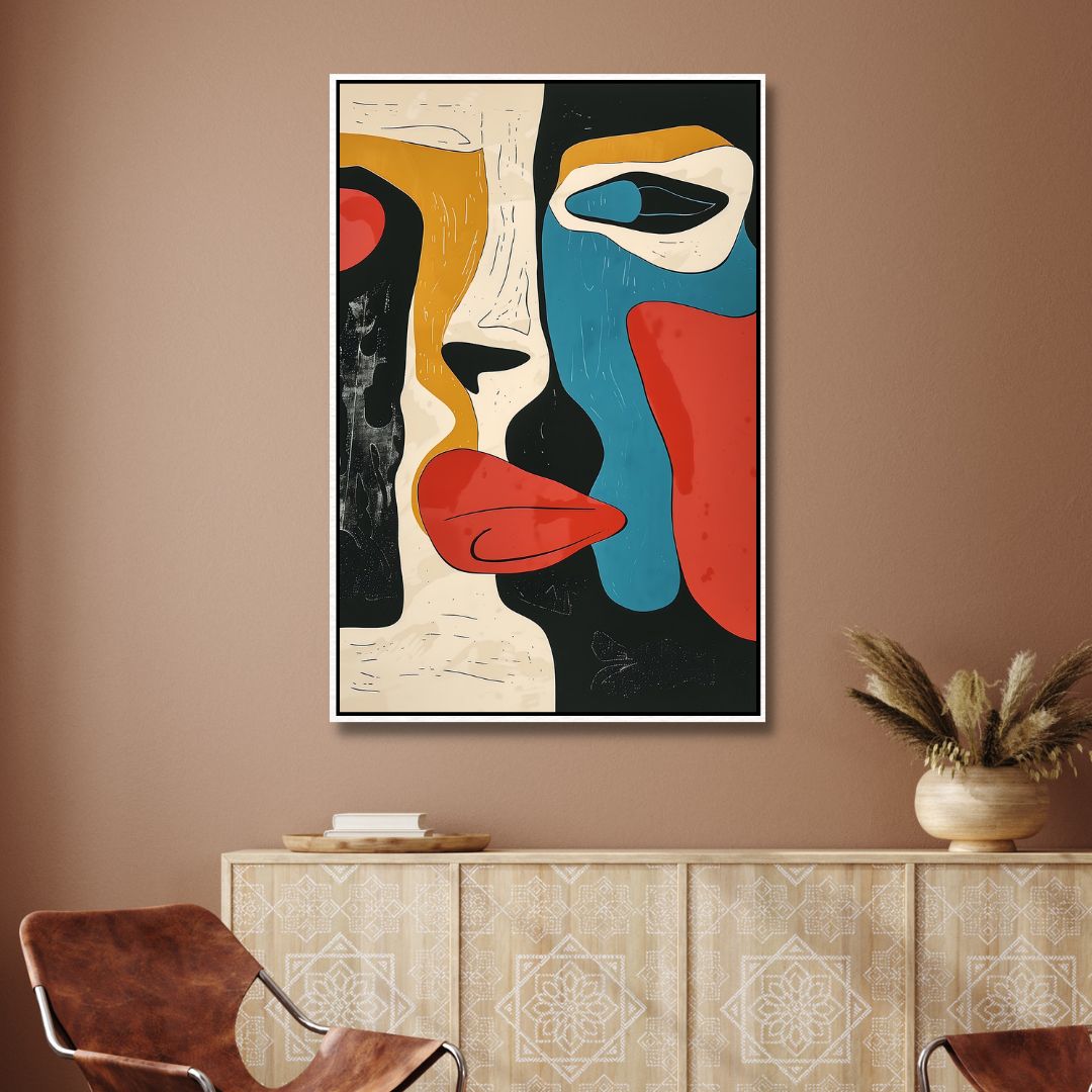 Colorful Abstract Face Art for Modern Home Decor and Gallery Wall