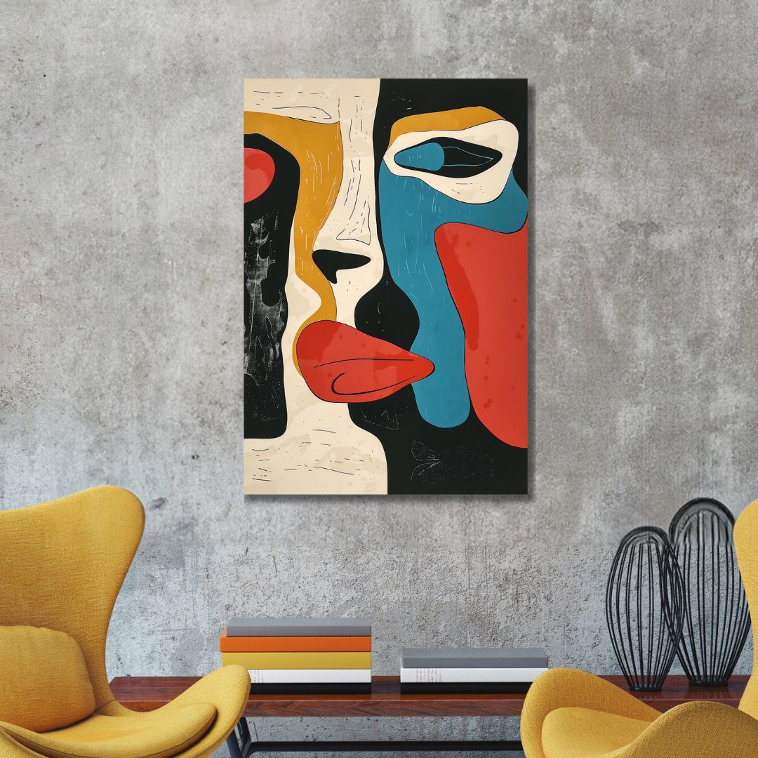 Colorful Abstract Face Art for Modern Home Decor and Gallery Wall
