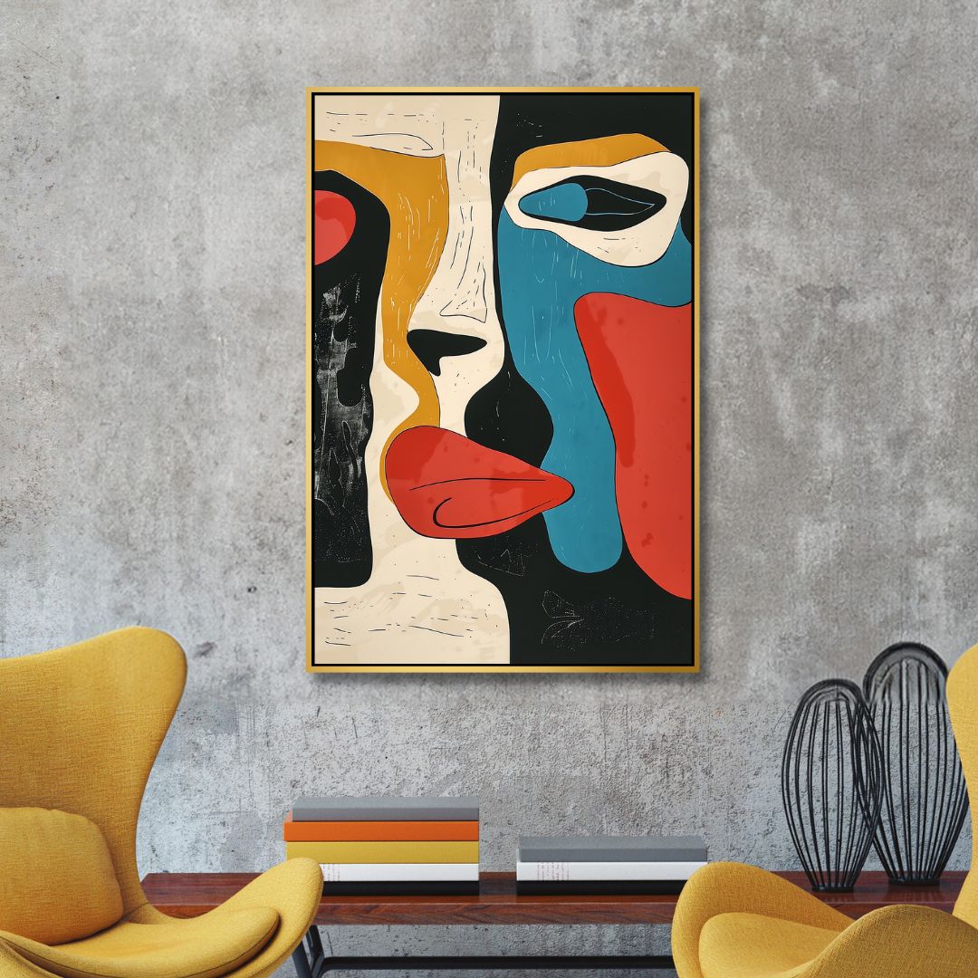 Colorful Abstract Face Art for Modern Home Decor and Gallery Wall