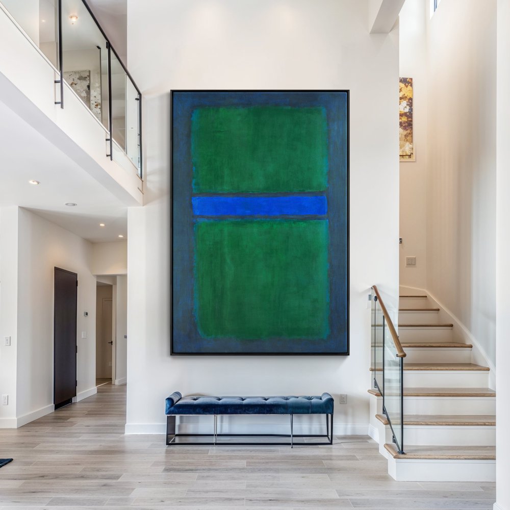 Abstract Green and Blue Oil Painting for Modern Home Decor