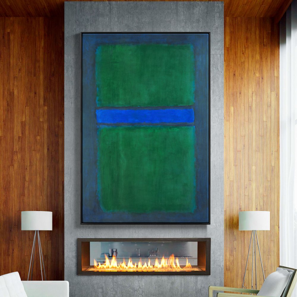 Abstract Green and Blue Oil Painting for Modern Home Decor
