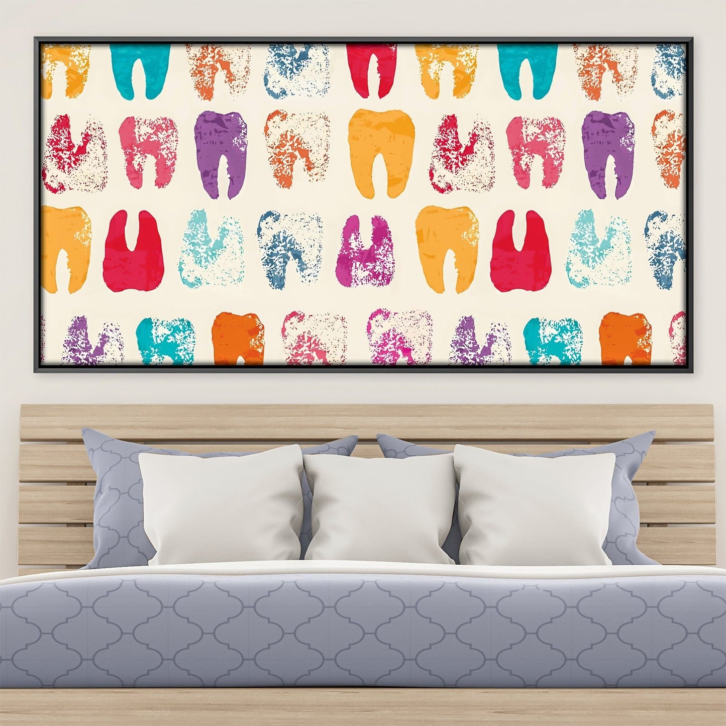 Colorful Toothprints Abstract Oil Painting for Unique Home Décor