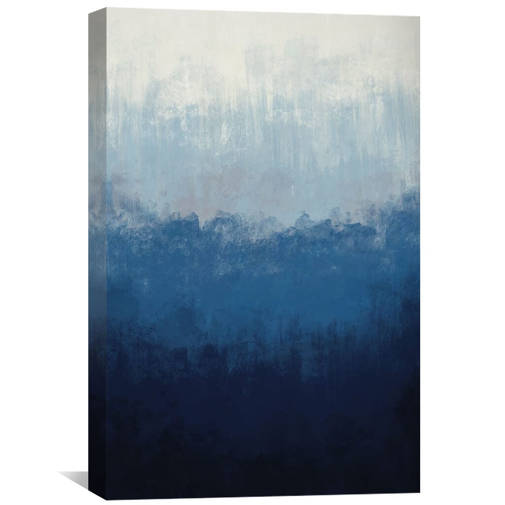 Abstract Blue Gradient Oil Painting for Modern Home Décor