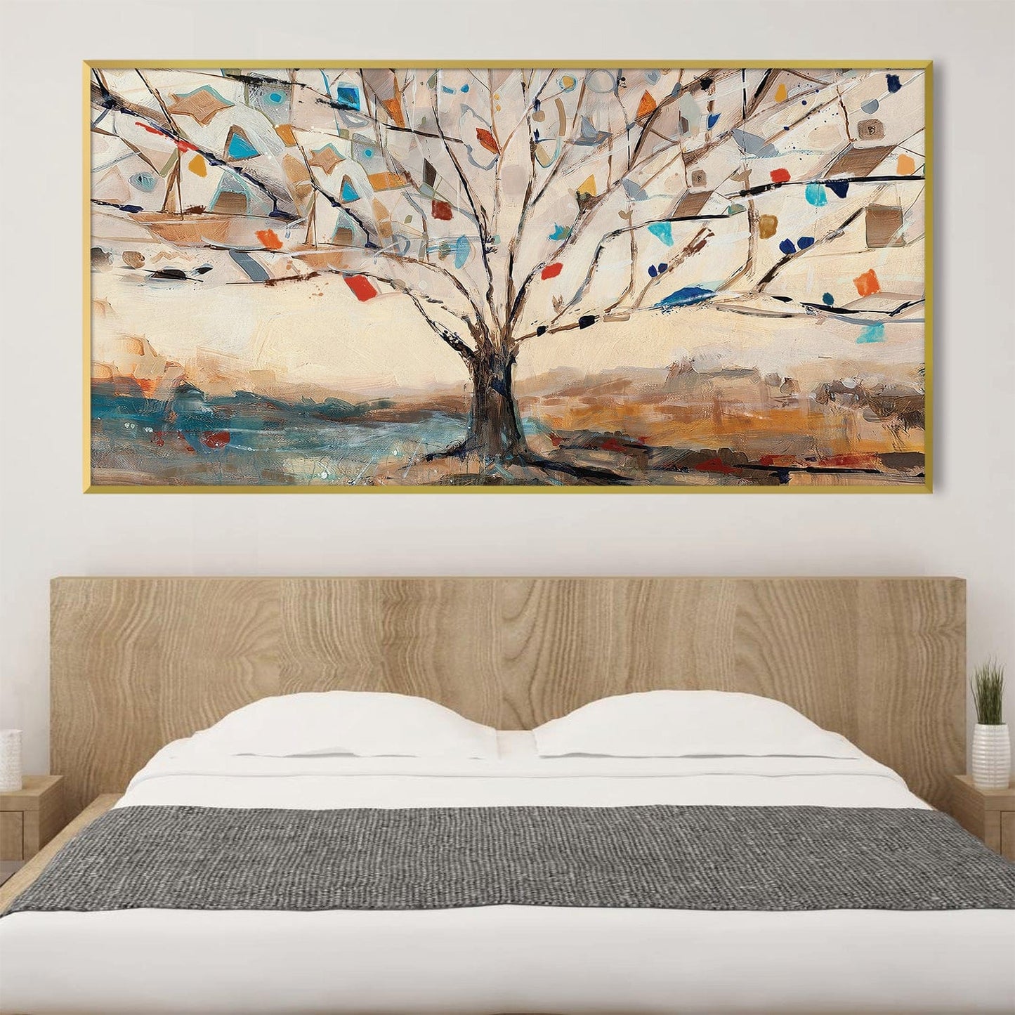 Colorful Abstract Tree Oil Painting for Modern Home Décor