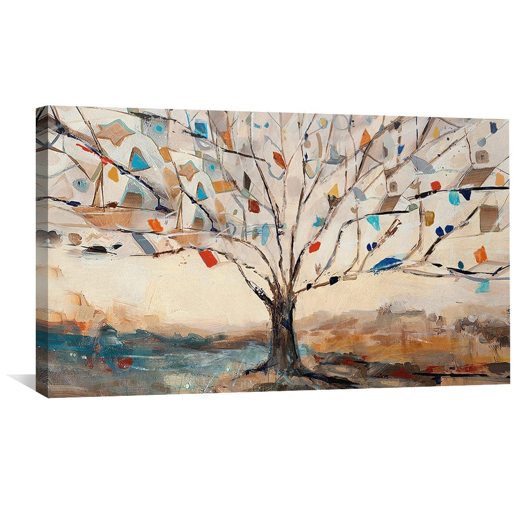 Colorful Abstract Tree Oil Painting for Modern Home Décor