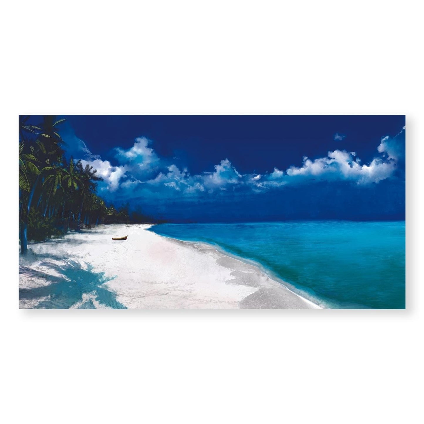 Serene Tropical Beach Landscape Oil Painting for Home Decor
