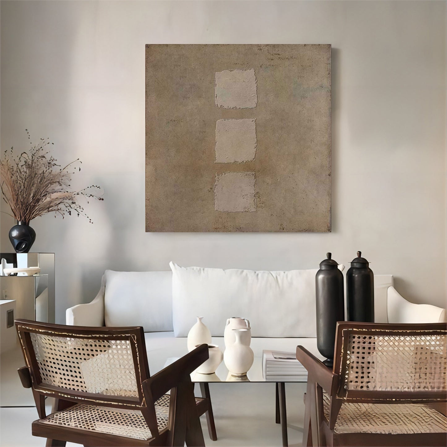 Minimalist Wabi-Sabi Oil Painting for Serene Home Decor and Unique Wall Art