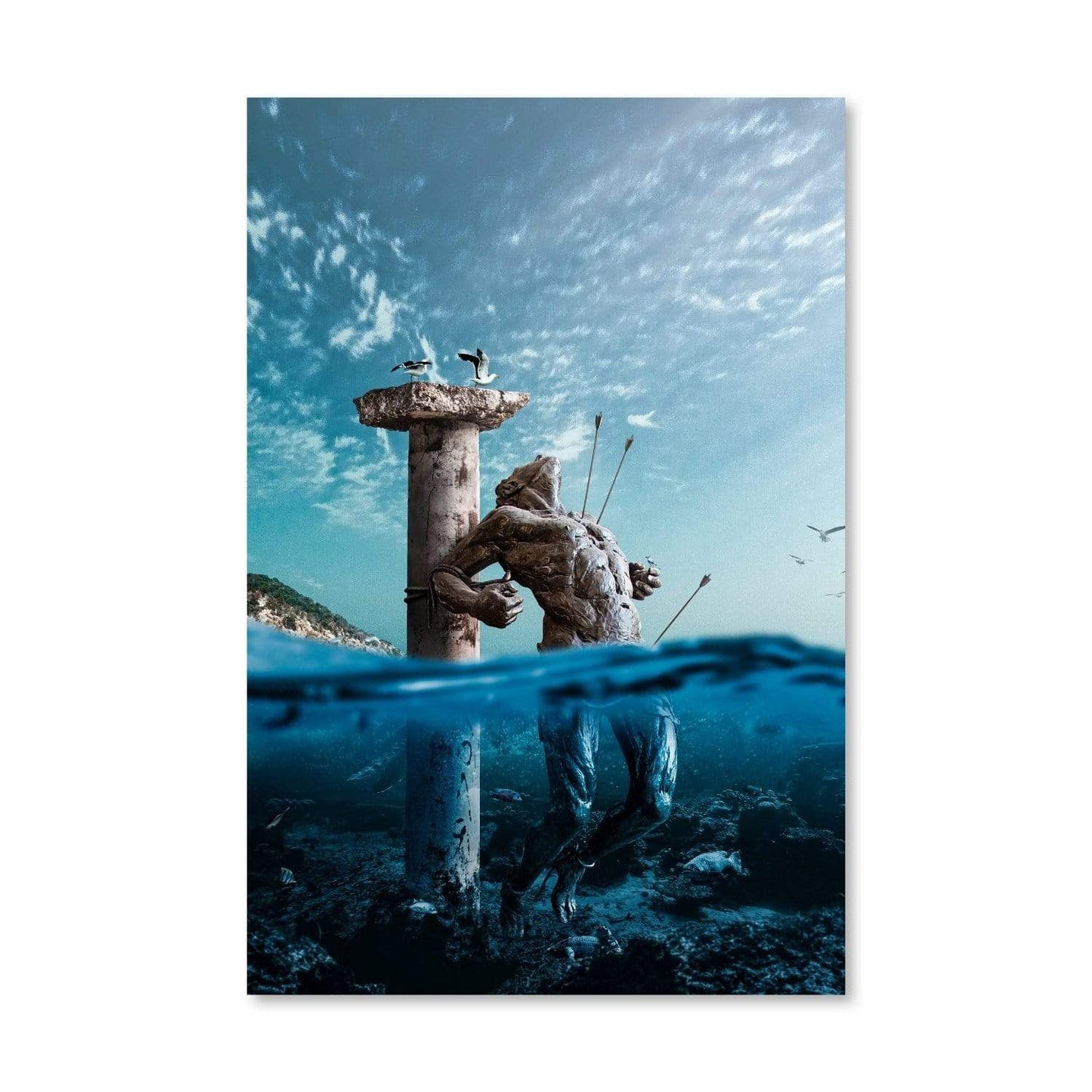 Stunning Underwater Sculpture Oil Painting for Unique Home Decor