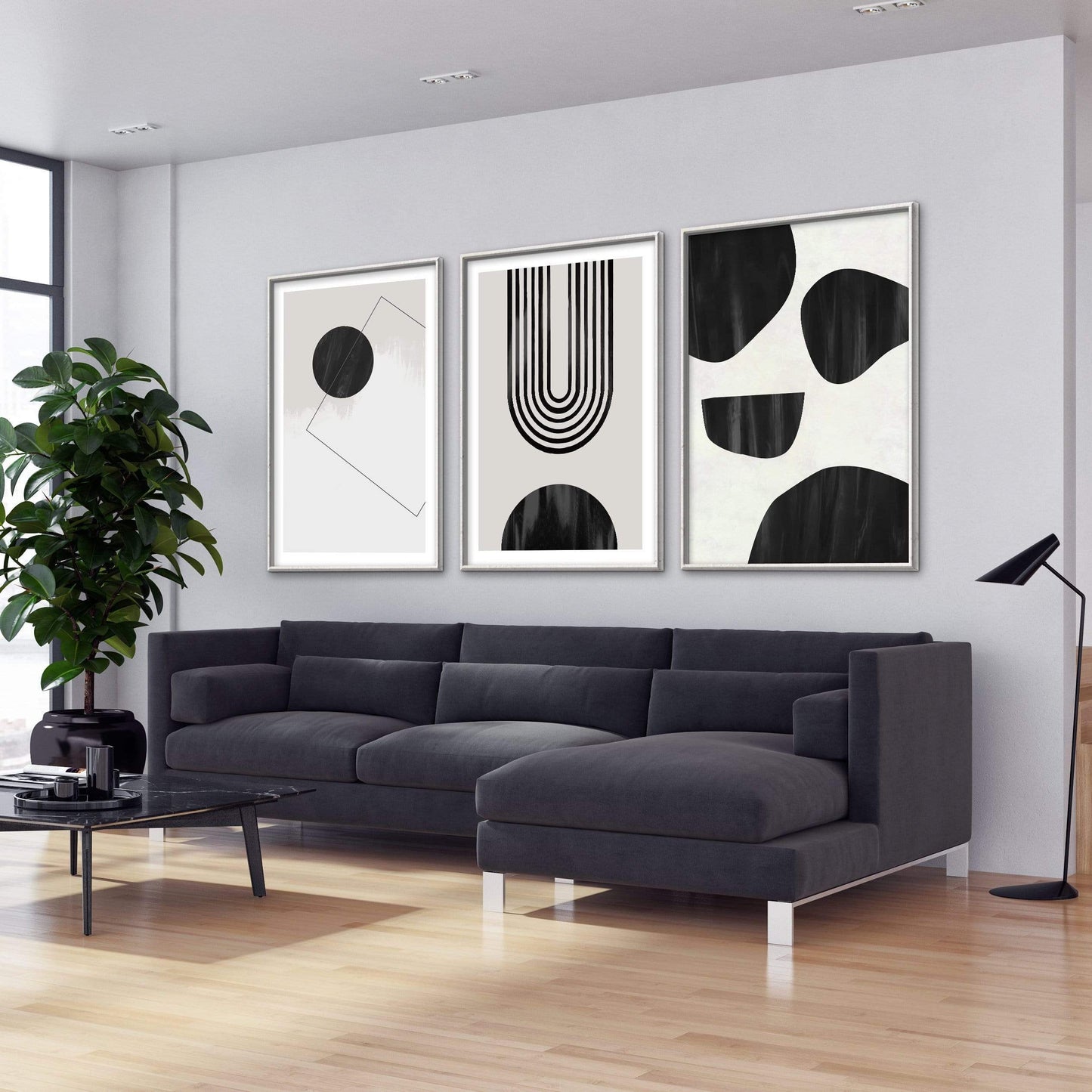 Modern Abstract Oil Painting with Geometric Designs for Contemporary Decor