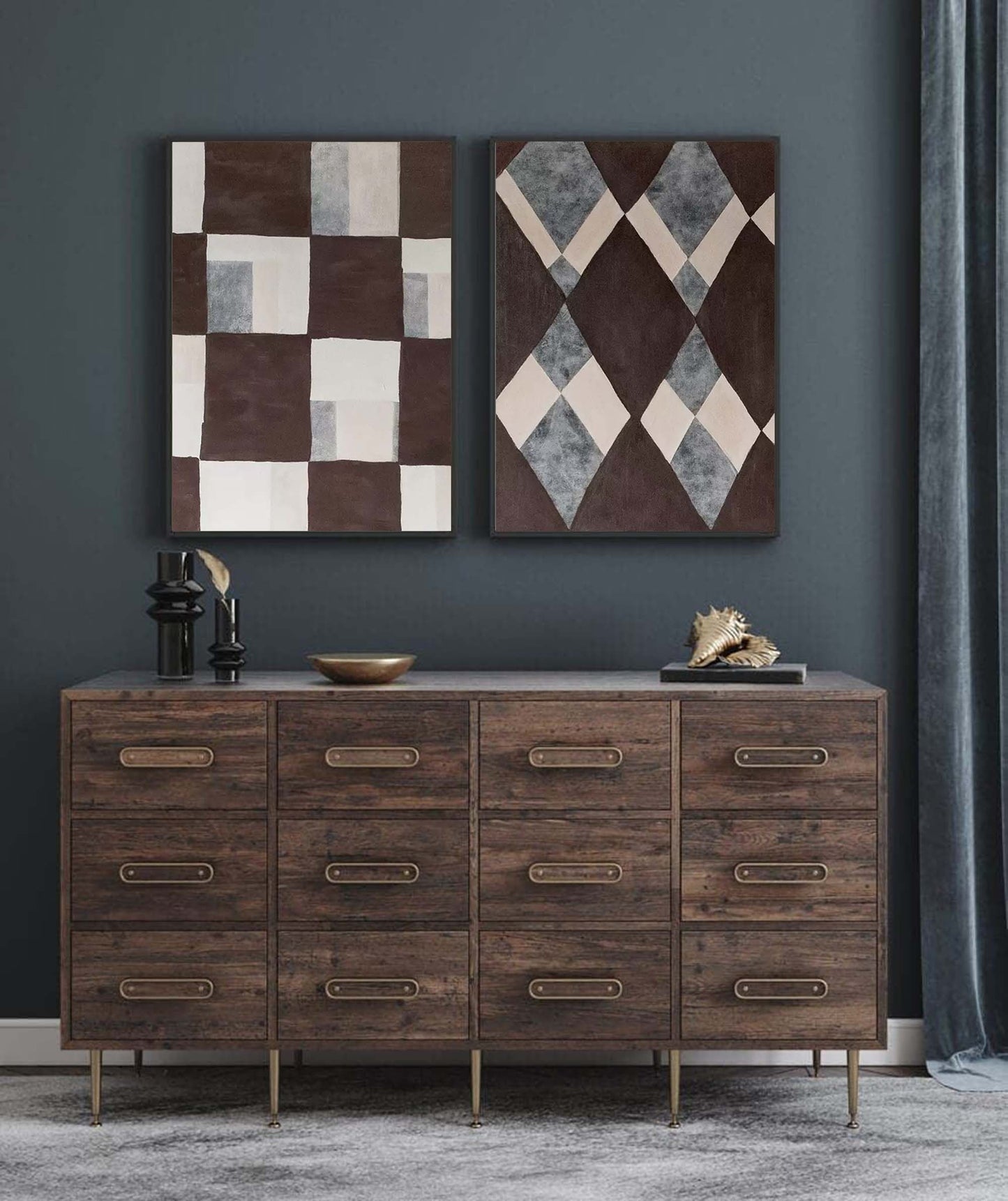 Contemporary Minimalist Geometric Oil Painting for Modern Home Decor
