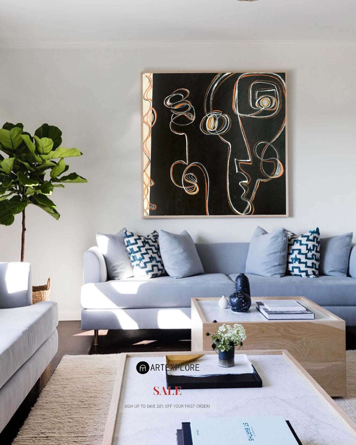 Contemporary Black and White Abstract Oil Painting for Modern Art Enthusiasts