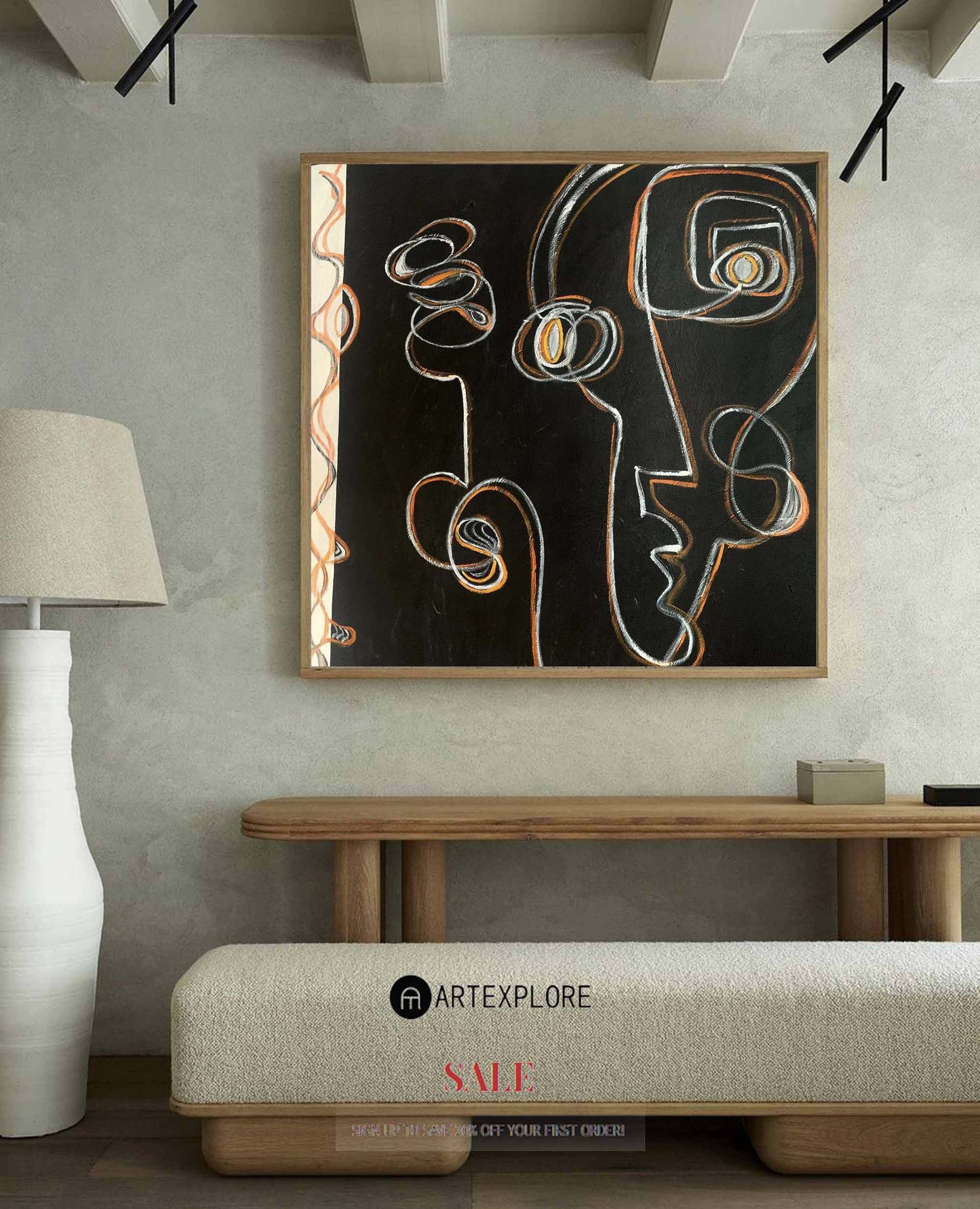 Contemporary Black and White Abstract Oil Painting for Modern Art Enthusiasts