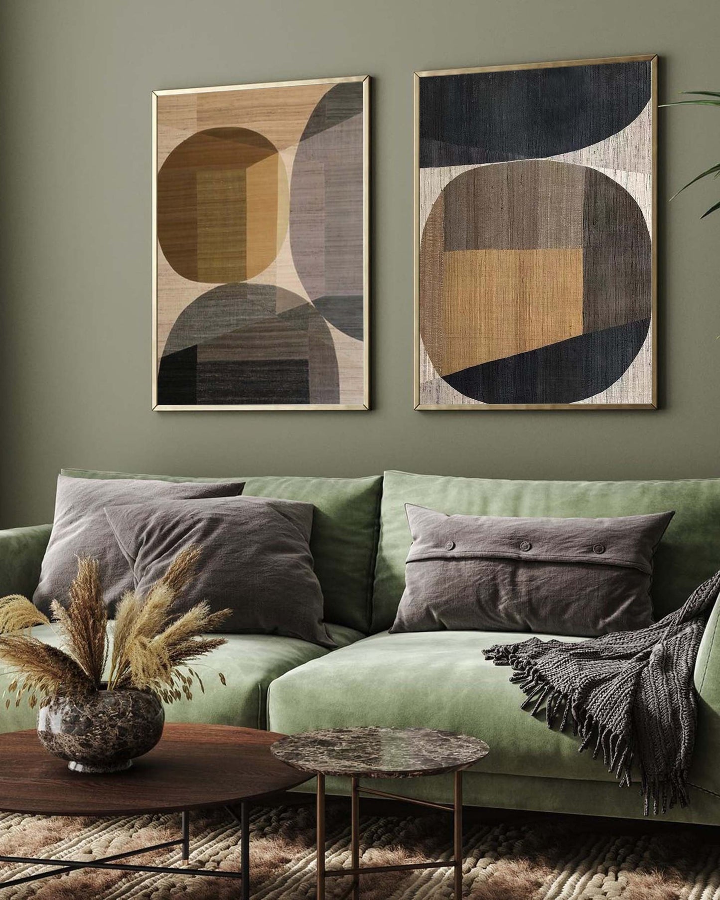 Modern Geometric Oil Painting - Wabi-Sabi Minimalist Wall Art for Contemporary Decor