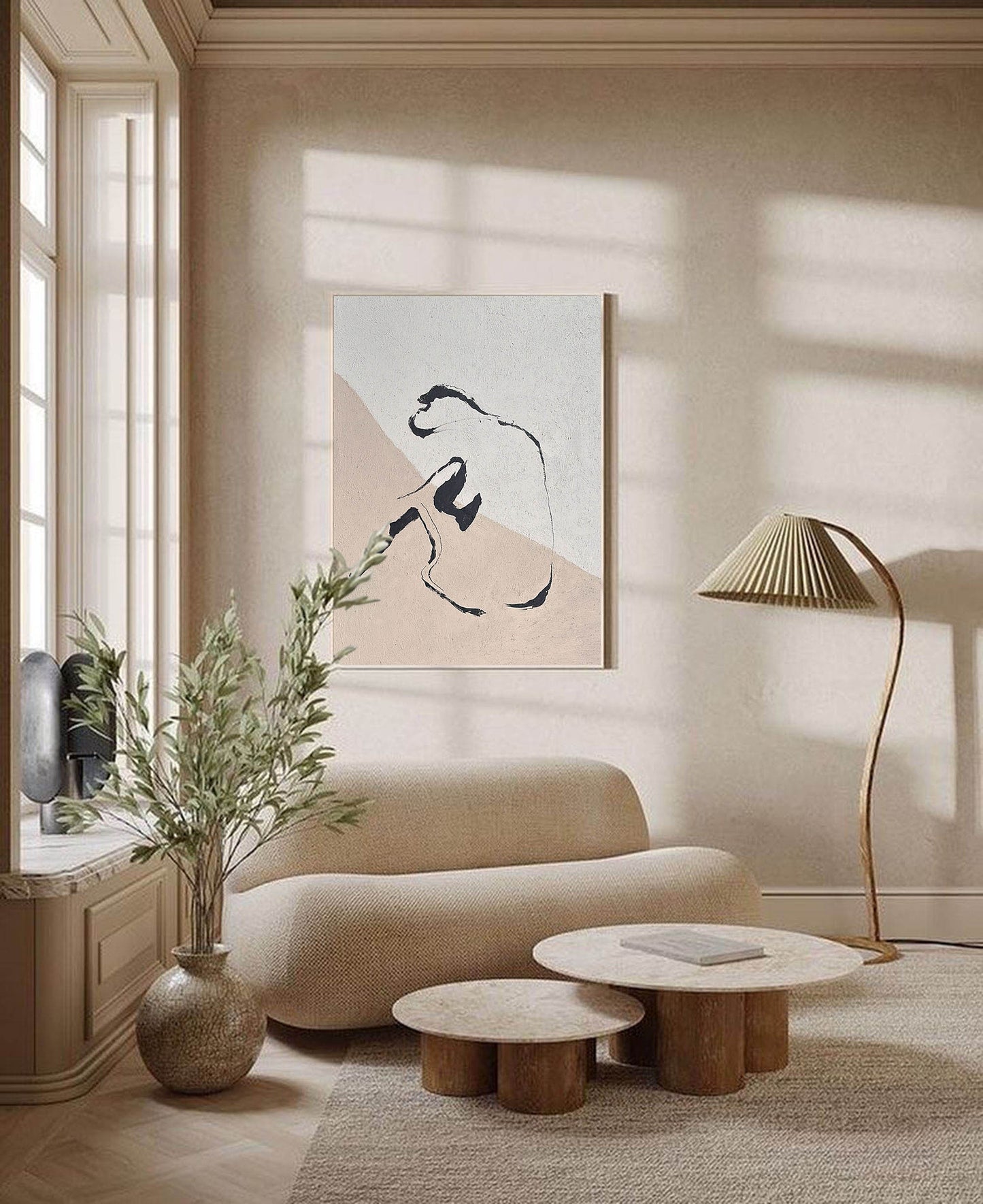 Contemporary Beige Abstract Oil Painting for Modern Art Lovers