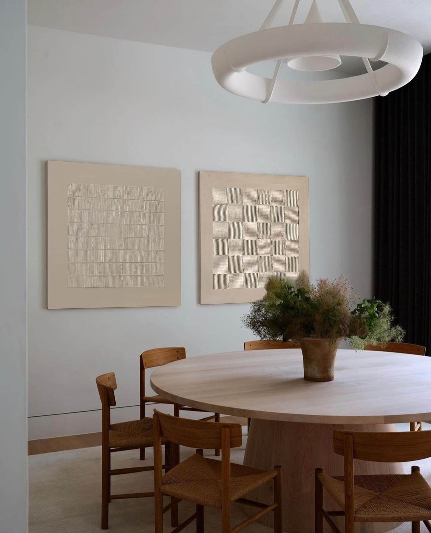 Contemporary Abstract Oil Painting Duo for Modern Home Decor