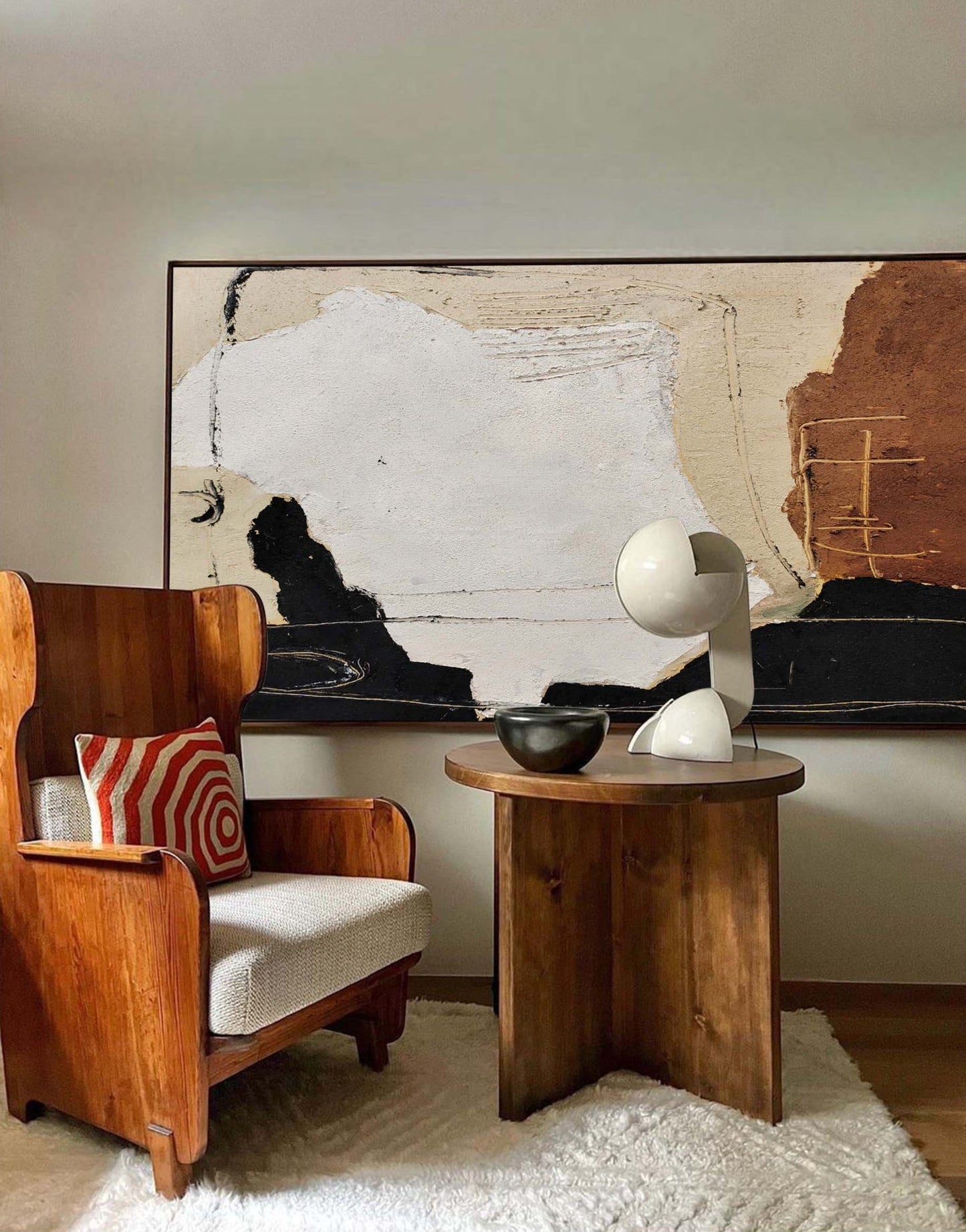 Contemporary Black and Brown Abstract Oil Painting for Modern Art Enthusiasts