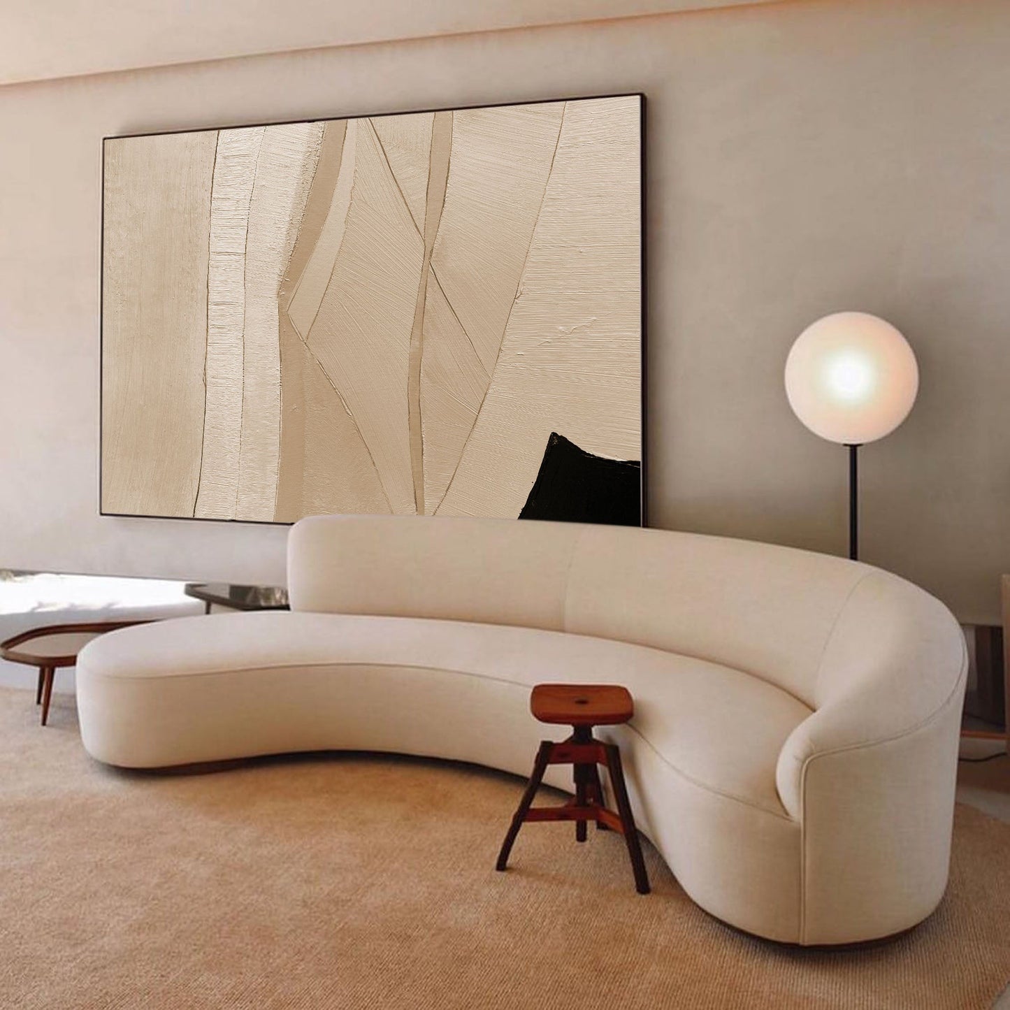 Elegant Minimalist Geometric Oil Painting for Modern Home Decor