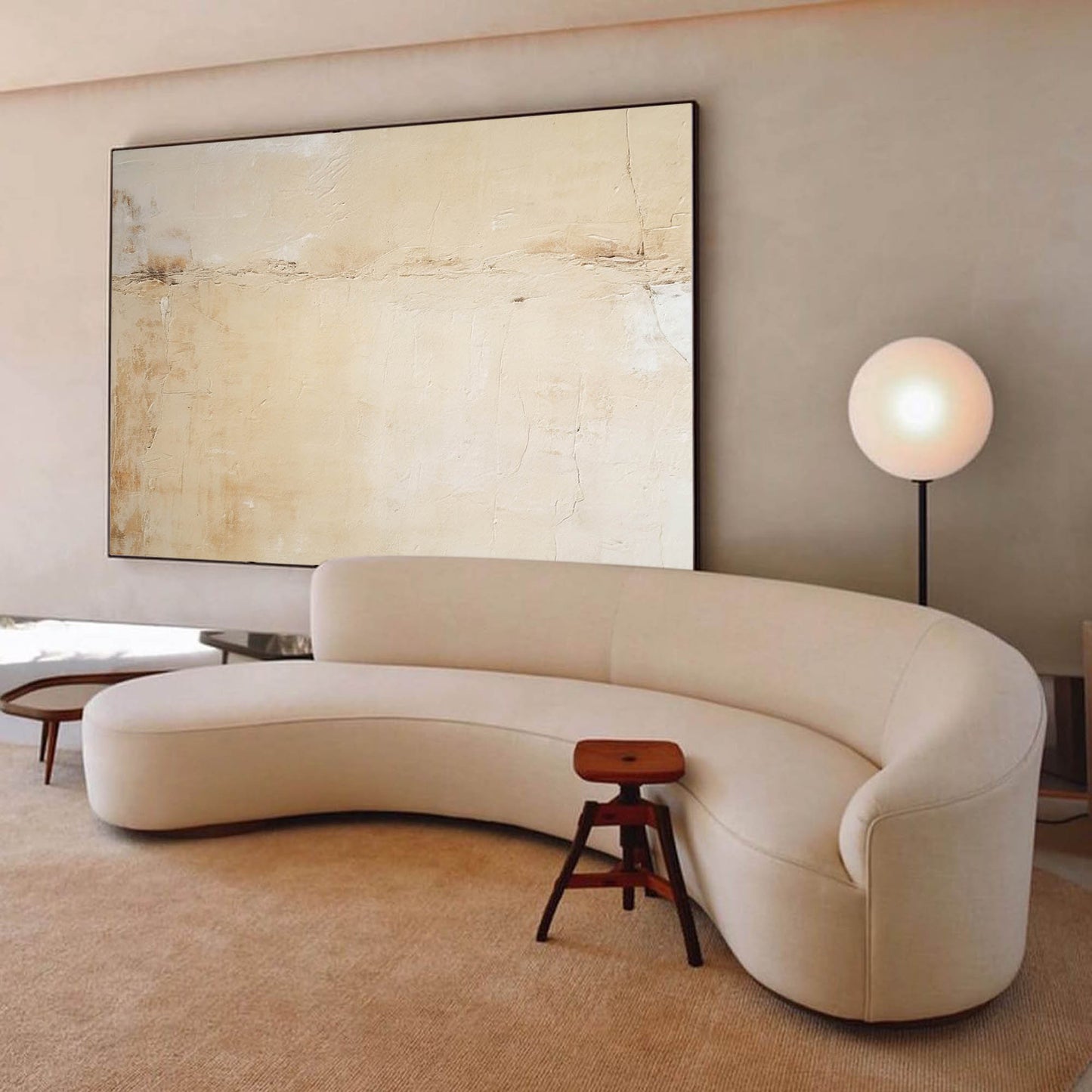 Elegant Neutral Minimalist Oil Painting for Contemporary Home Decor