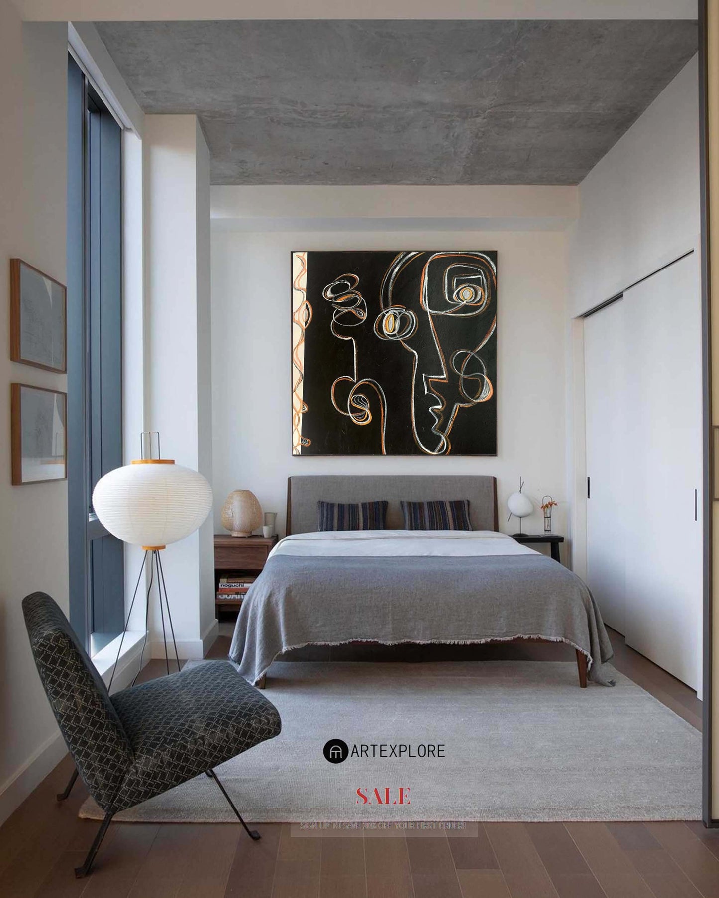 Contemporary Black and White Abstract Oil Painting for Modern Art Enthusiasts