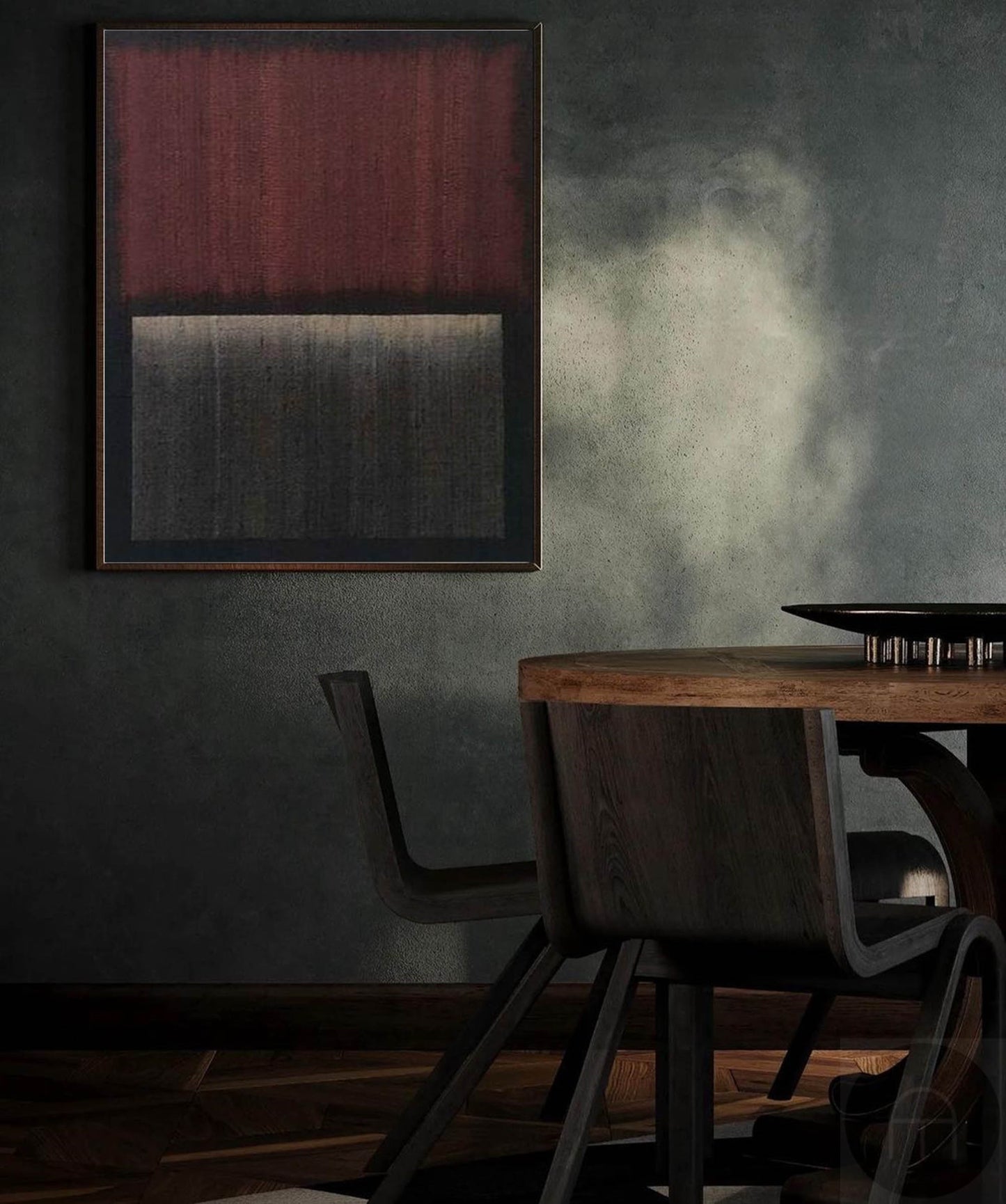 Contemporary Abstract Oil Painting with Rich Textures and Deep Hues