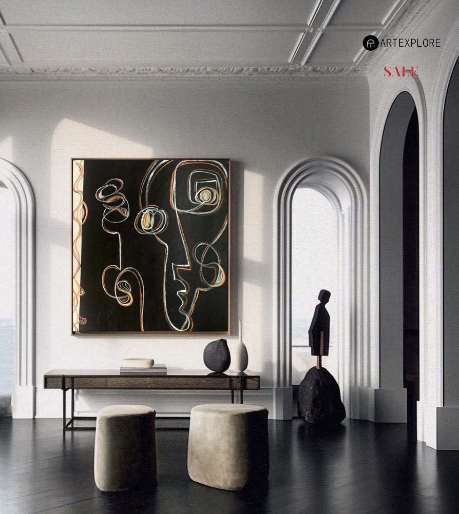 Contemporary Black and White Abstract Oil Painting for Modern Art Enthusiasts