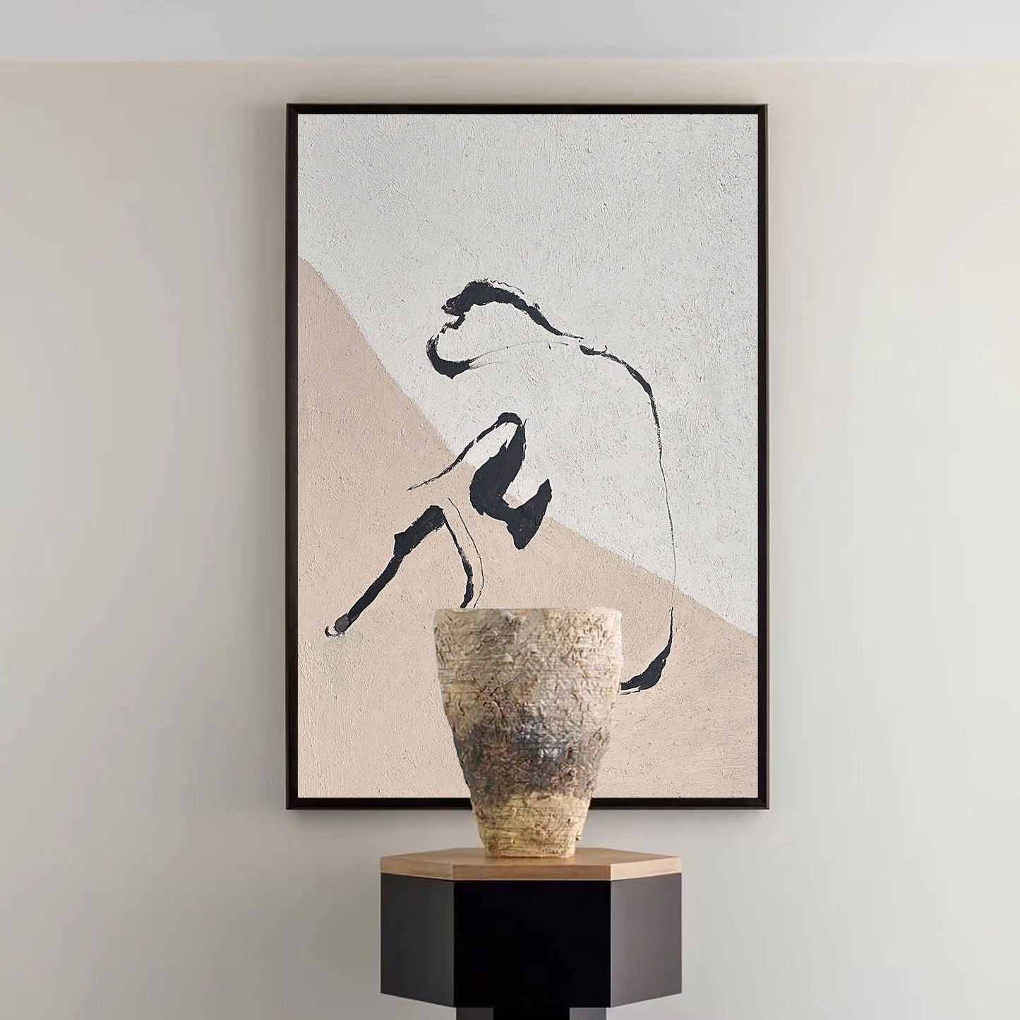 Contemporary Beige Abstract Oil Painting for Modern Art Lovers