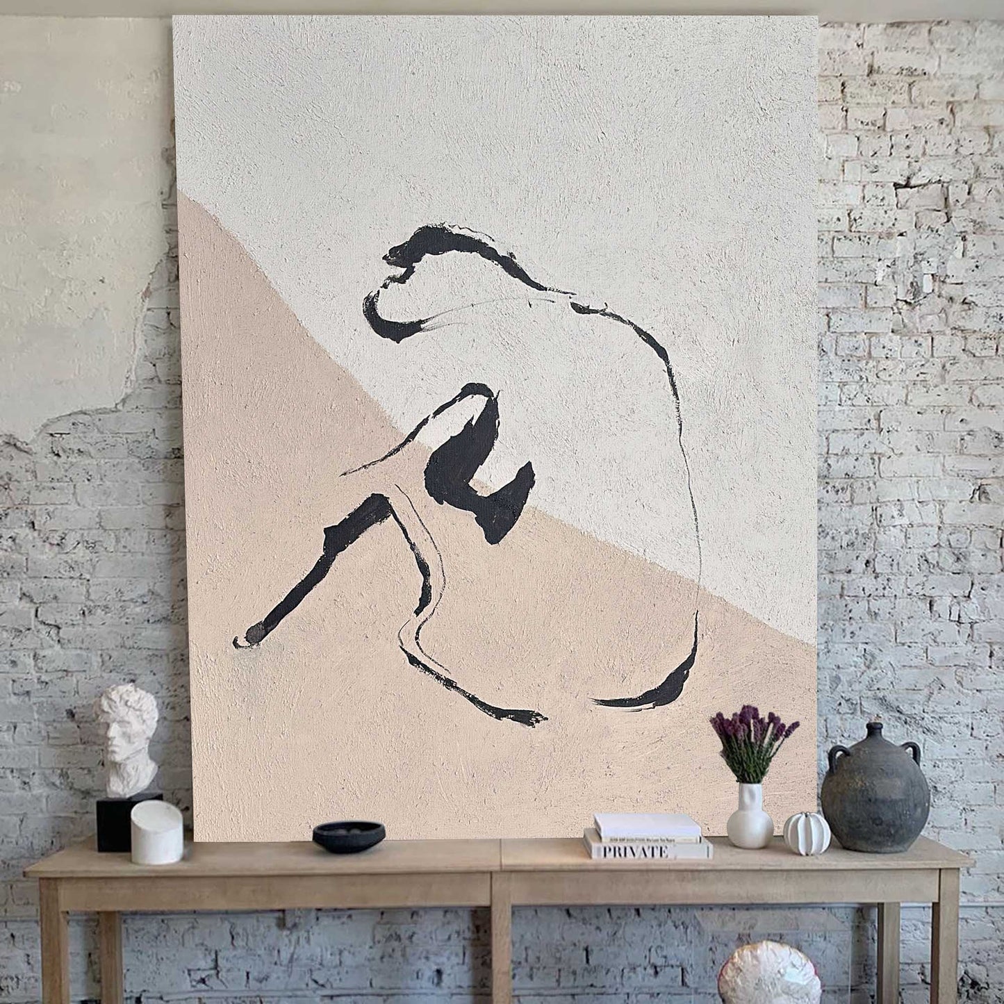 Contemporary Beige Abstract Oil Painting for Modern Art Lovers