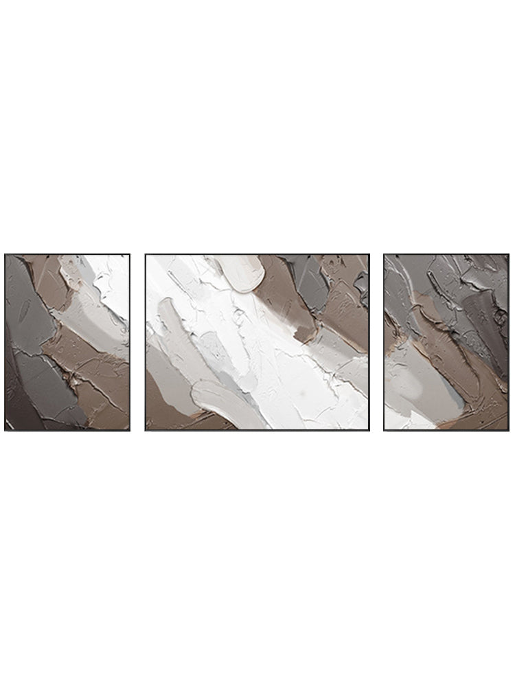 Three Frame High Texture Paint Stroke Neutral Oil Painting