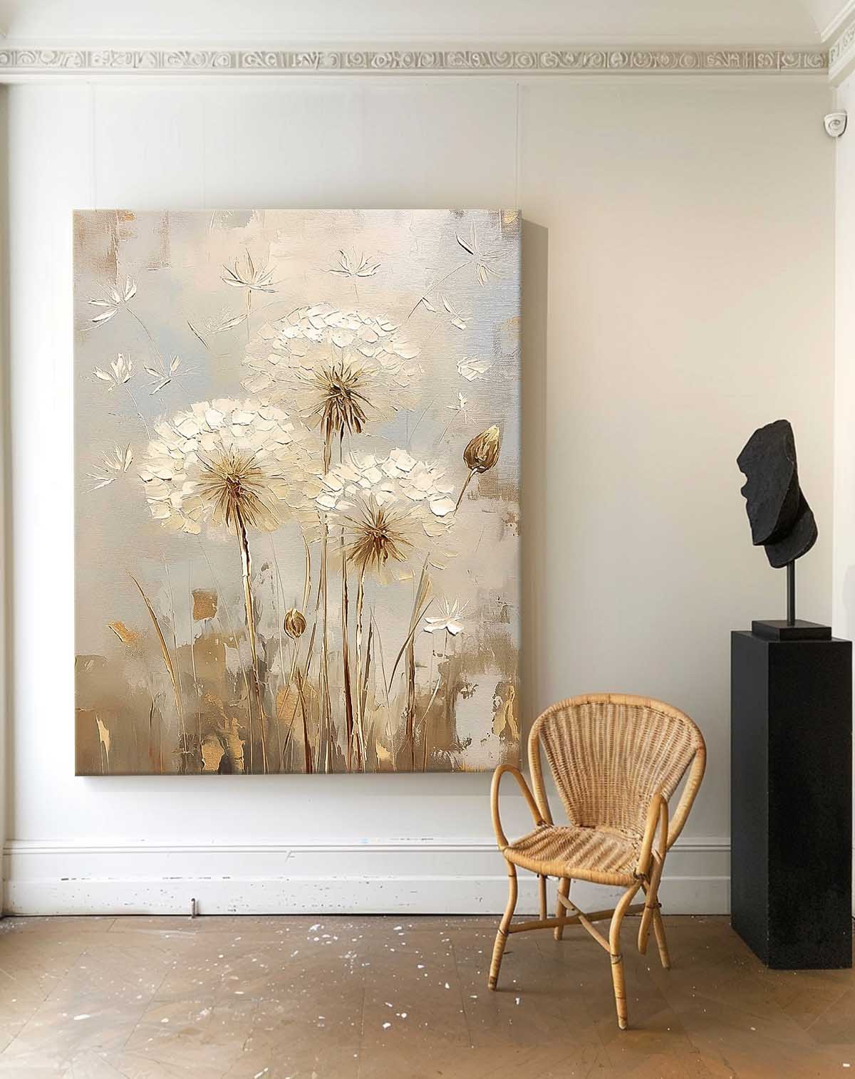 Elegant White Flower Oil Painting for Modern Home Decor